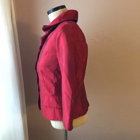 Victor Costa Red Duponi Silk Blazer 6 - Picture 5 of 8